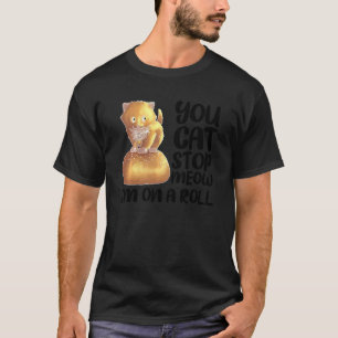 Camiseta Funny Cat On Dinner Roll Para Los Hombres Gatitos