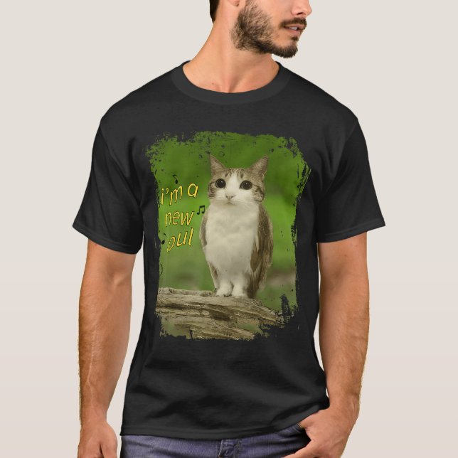 Camiseta Funny Cat Owl Unhinged Brainrot Internet Meme Meow (Anverso)