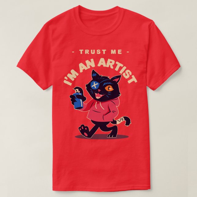 Camiseta Funny Cat Painter Confía En Mí Soy Artista (Diseño del anverso)
