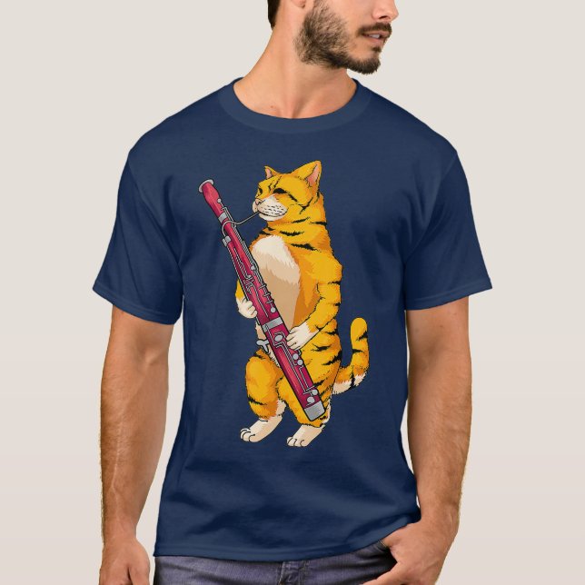 Camiseta Funny Cat Playing Bassoon  Cool Animal Lover (Anverso)