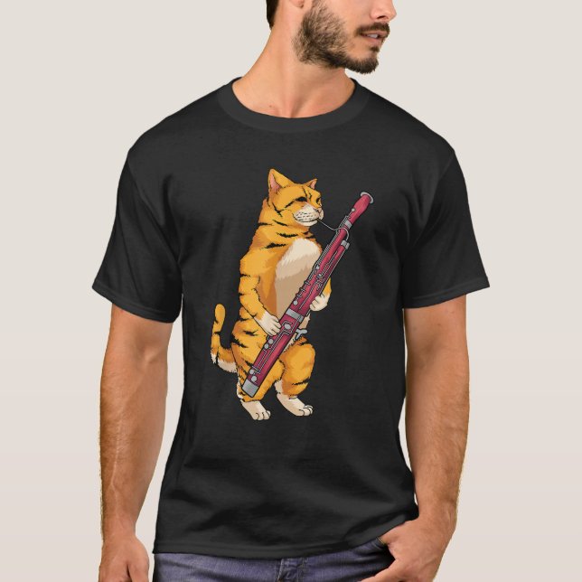 Camiseta Funny Cat Playing Bassoon Cool Animal Lover Musici (Anverso)