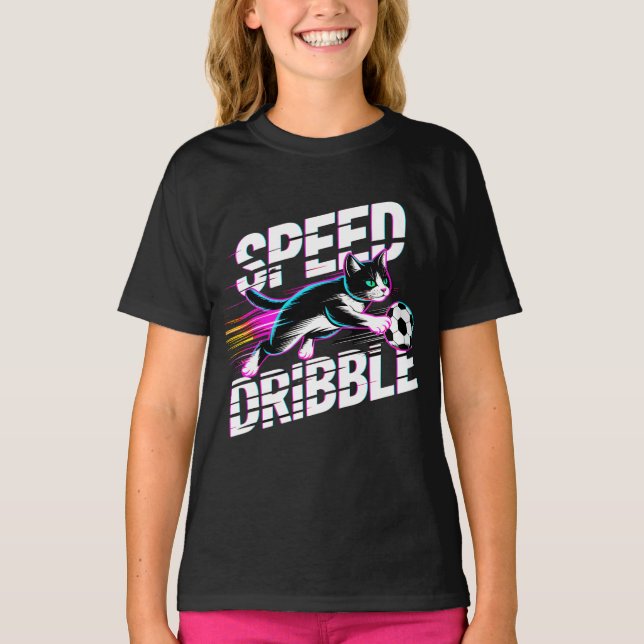 Camiseta Funny Cat Playing Soccer - Gift for Kids & Teens (Anverso)