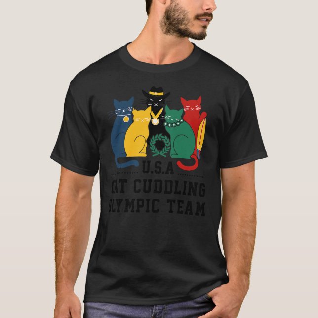 Camiseta Funny Cat Quote Cat Cuddling Olympic Team Cool Men (Anverso)