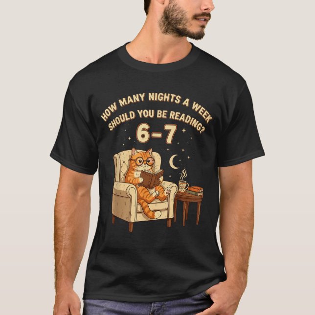 Camiseta Funny Cat Reading 6-7 Meme Englieacher Book Lover  (Anverso)