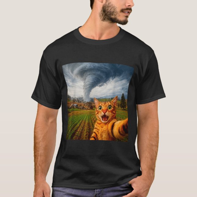 Camiseta Funny Cat Selfie Meme Tornado  (Anverso)
