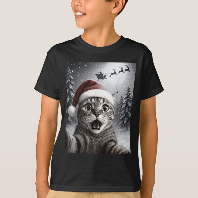 Camiseta Funny Cat Selfie With Santa Claus Christmas Men Wo (Anverso)