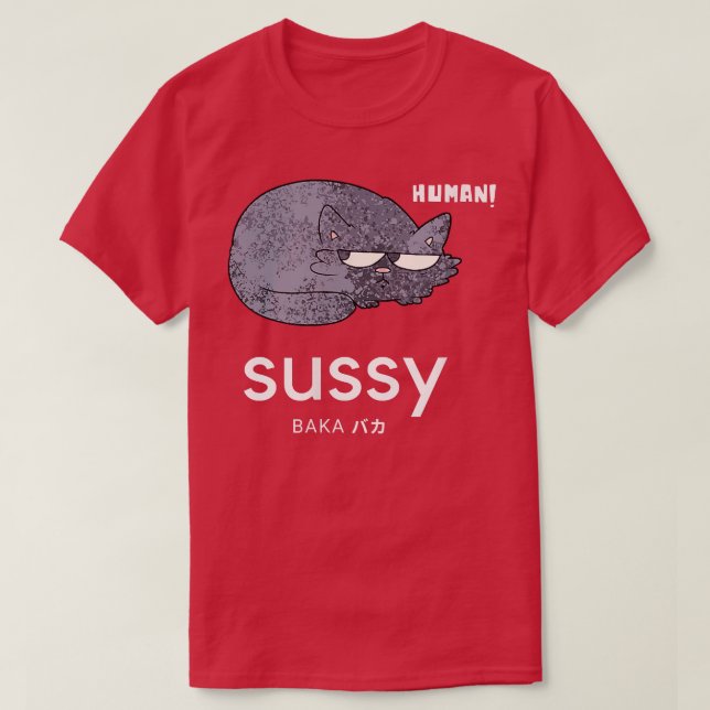 Camiseta Funny Cat Suspicious Human Sussy Baka Japan  Cat L (Diseño del anverso)