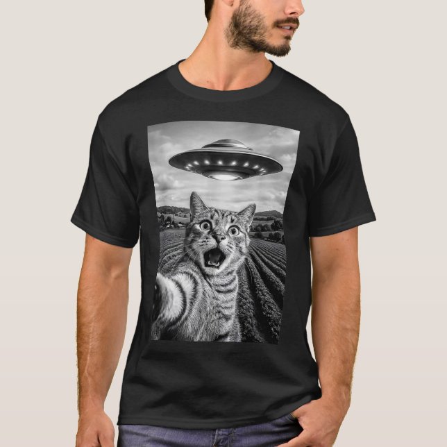 Camiseta Funny Cat Ufo Alien Bengal Cat Selfie Gift Men Wom (Anverso)