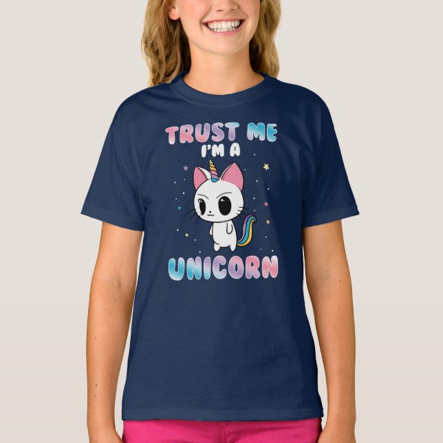Camiseta Funny Cat Unicorn dice cumpleaños (Anverso)