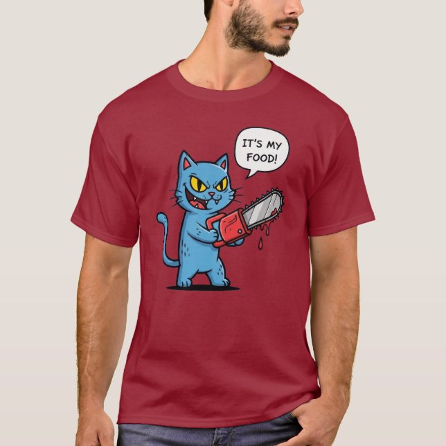 Camiseta Funny Cat with Chainsaw (Anverso)