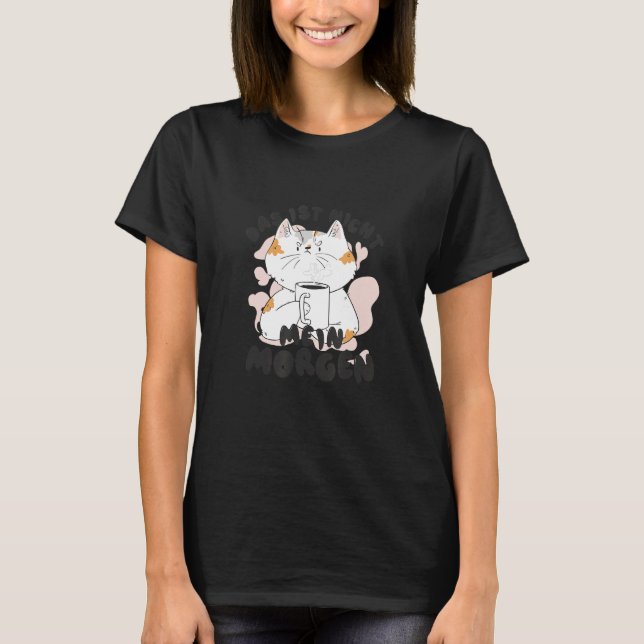 Camiseta Funny Cat with Coffee Mug Good Morning (Anverso)