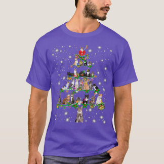 Camiseta Funny Cats Christmas Tree Tee Ornament Decor