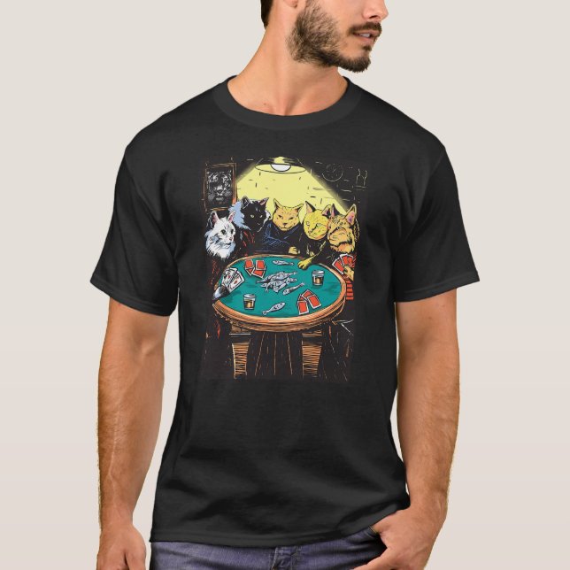 Camiseta Funny Cats Playing Poker Art Cat (Anverso)