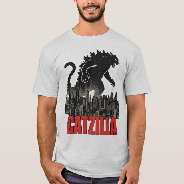 Camiseta Funny Catzilla Cat Monster T-Shirt (Anverso)