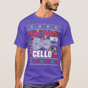Camiseta Funny Cello Music Lover Xmas Lighting Ugly Cello C