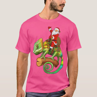 Camiseta Funny Chameleon Lover Santa Riding Chameleon Chris