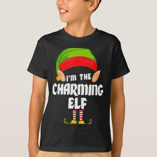 Camiseta Funny Charming Elf Matching Family Group Pj Christ (Anverso)
