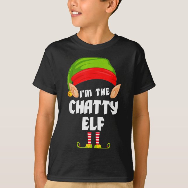 Camiseta Funny Chatty Elf Matching Family Group Pj Christma (Anverso)