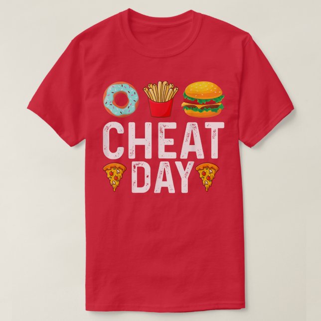 Camiseta Funny Cheat Day Outfit, Donuts, Fries, Pizza y Ham (Diseño del anverso)