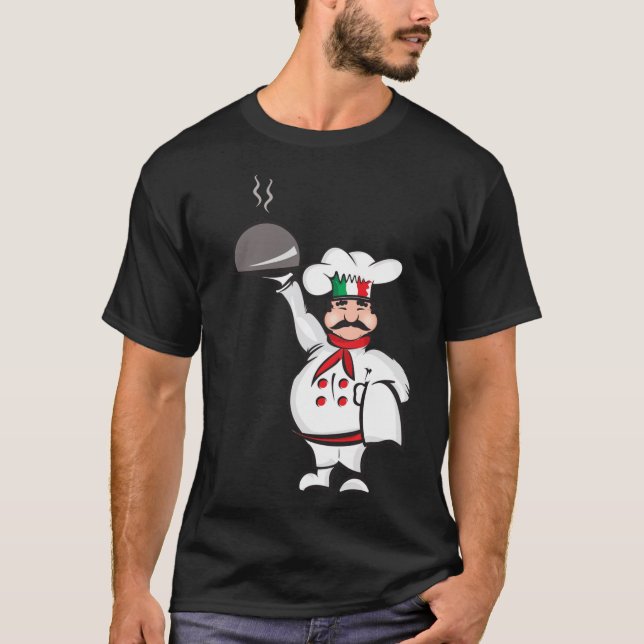 Camiseta Funny chef italiano camarero comida pizzería itali (Anverso)