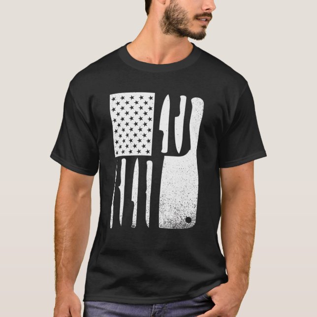 Camiseta Funny Chef Knife American Flag For Men Women Patri (Anverso)