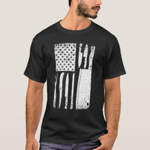 Camiseta Funny Chef Knife Diseño De Bandera Estadounidense 
