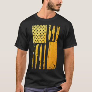 Camiseta Funny Chef Knife Diseño De Bandera Estadounidense 