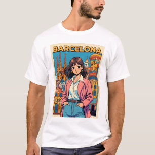 Camiseta Funny Chica Vintage Post Card Barcelona