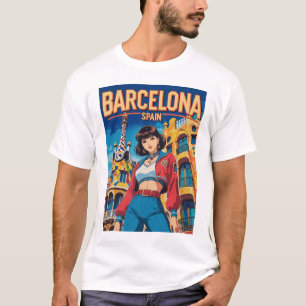 Camiseta Funny Chica Vintage Post Card Barcelona España