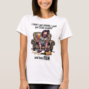 Camiseta Funny Chica Zombie Con Cita De Cerveza Blanca