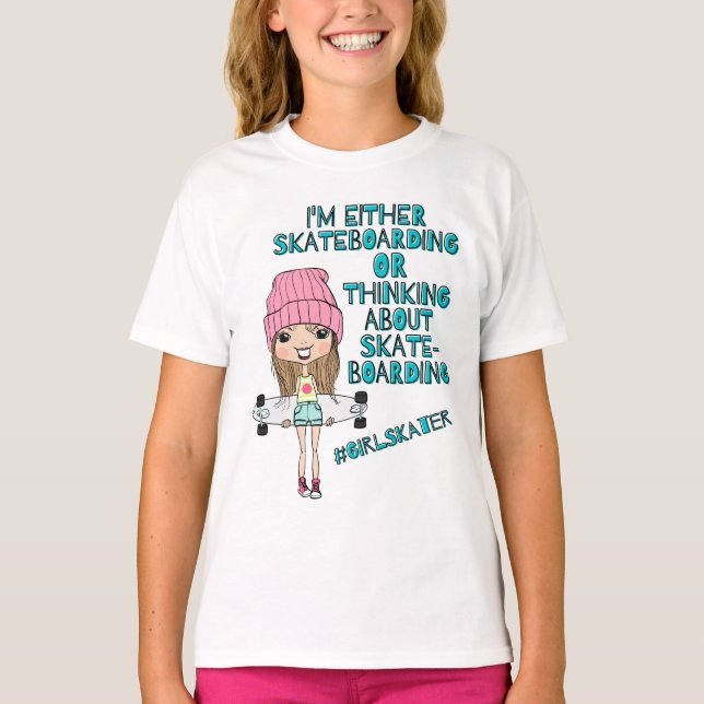 Camiseta Funny Chicas Skateboarder T - Shirt / #GirlSkater  (Anverso)