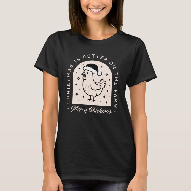 Camiseta Funny chicken Christmas farm puns whimsical black (Anverso)