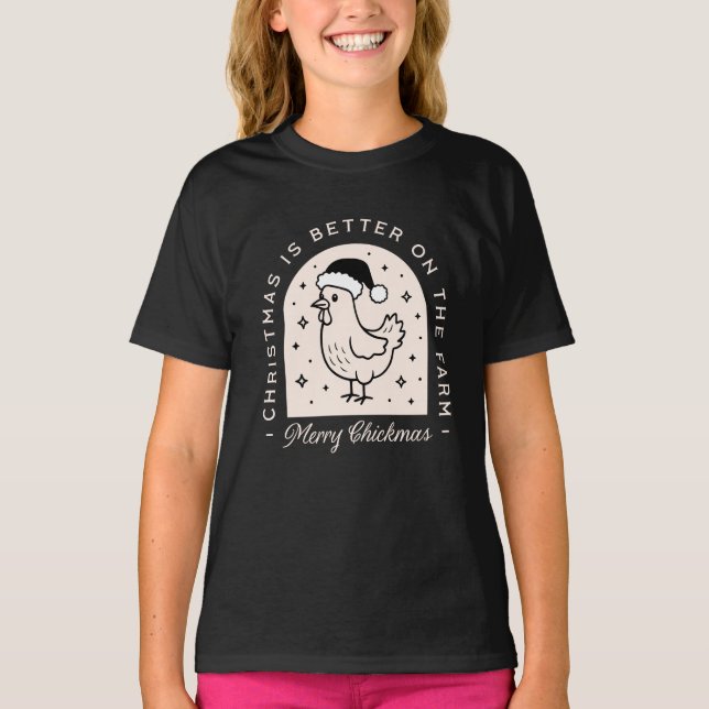 Camiseta Funny chicken Christmas farm puns whimsical black (Anverso)