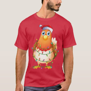 Camiseta Funny Chicken Christmas Tree Light Santa Xmas Ligh