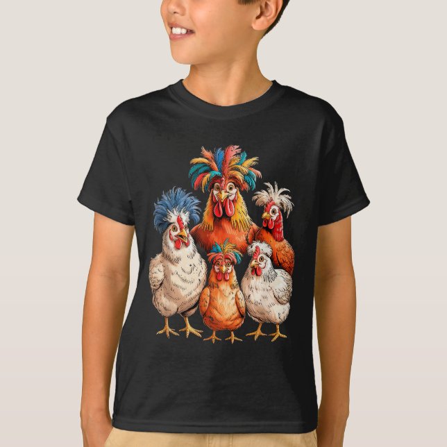 Camiseta Funny Chicken Family Colorful Farm Animal  (Anverso)