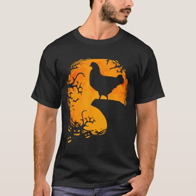 Camiseta Funny Chicken Halloween Moon Silhouette Soky Chick (Anverso)