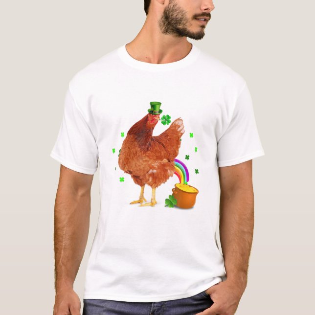 Camiseta Funny Chicken Leprechaun Hat St (Anverso)