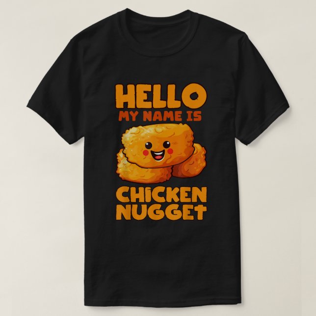 Camiseta Funny Chicken Nugget Name Tag Costume Tee (Diseño del anverso)