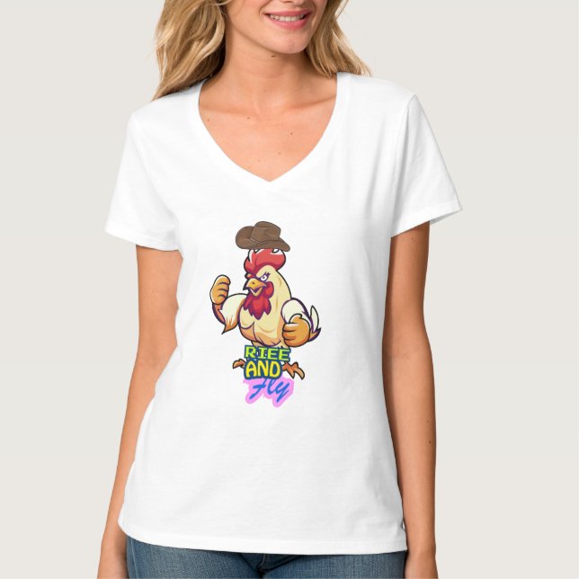 Camiseta Funny Chicken Rise and Fly” T-Shirt (Anverso)