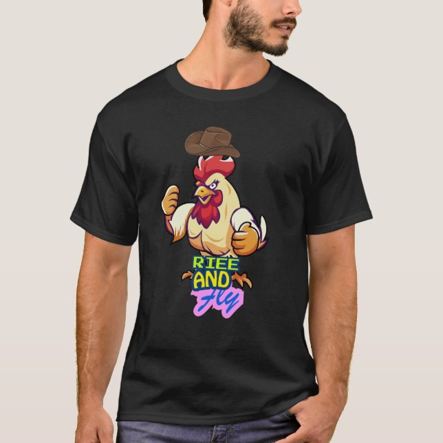 Camiseta Funny Chicken Rise and Fly” T-Shirt (Anverso)
