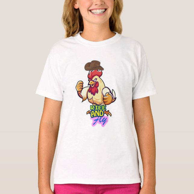 Camiseta Funny Chicken Rise and Fly” T-Shirt (Anverso)