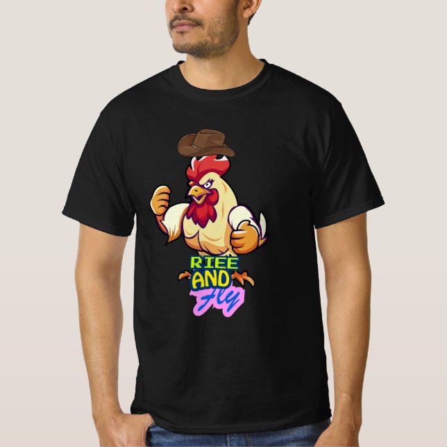 Camiseta Funny Chicken Rise and Fly” T-Shirt (Anverso)
