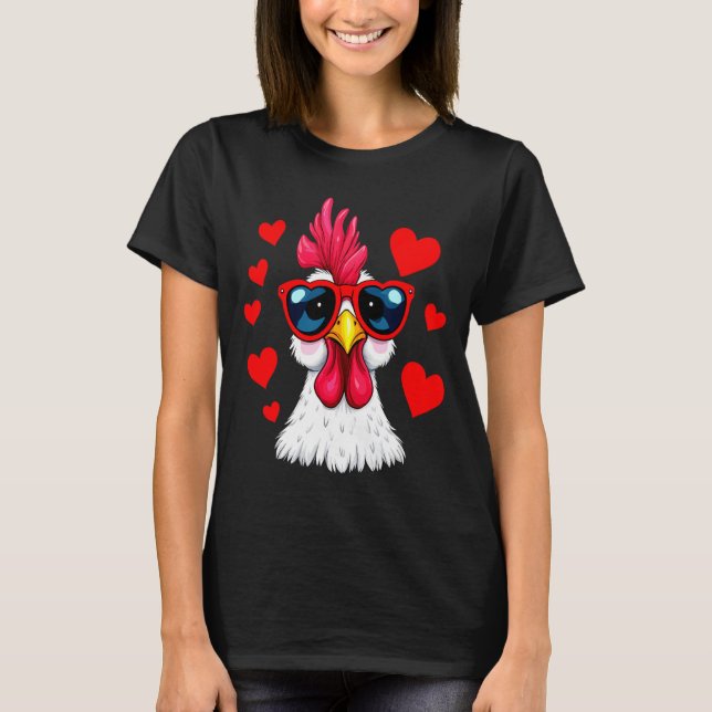 Camiseta Funny Chicken Valentines Day Heart Chicken Couple  (Anverso)
