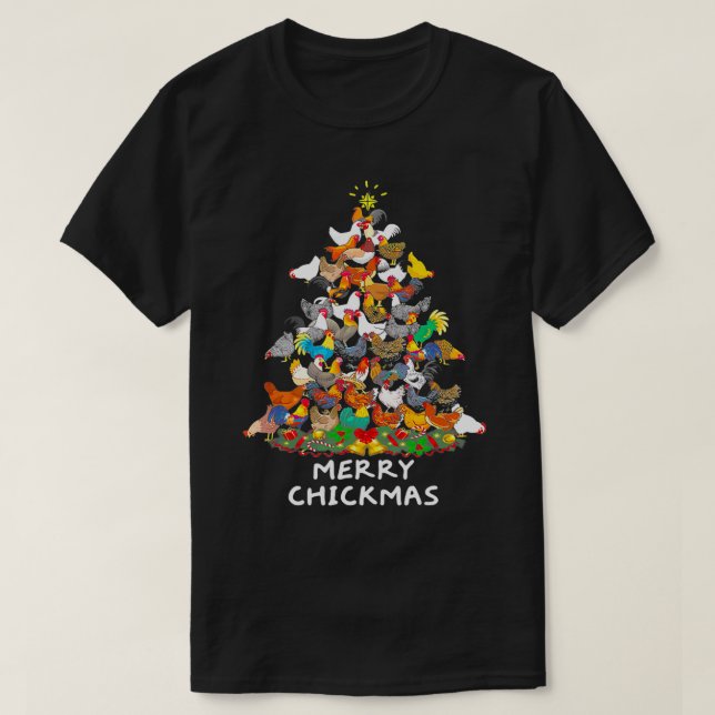 Camiseta Funny Chickens Christmas Tree Ornaments Decor Merr (Diseño del anverso)