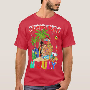Camiseta Funny Chiecken en Santa Hat Navidades de gafas de