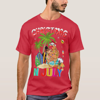 Camiseta Funny Chiecken en Santa Hat Navidades de gafas de 