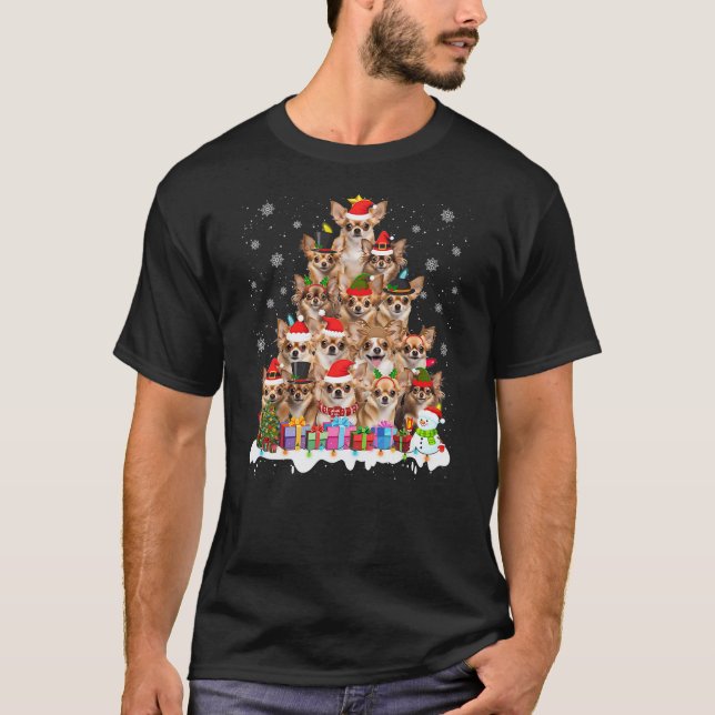 Camiseta Funny Chihuahua Christmas Lights Tree Dog Lover Xm (Anverso)