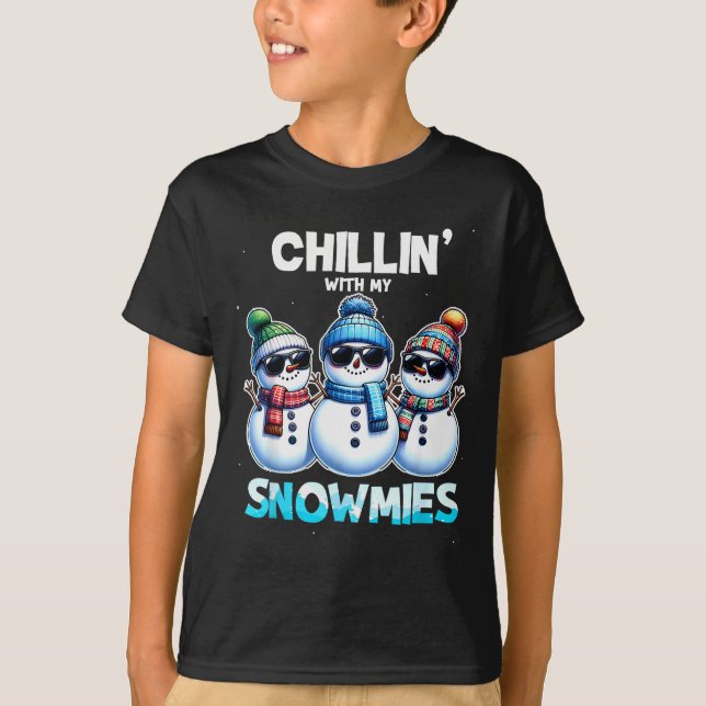 Camiseta Funny Chillin With My Snowmies Christmas Snowman K (Anverso)