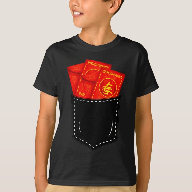 Camiseta Funny Chinese New Year Fake Cket Red Envelopes Luc (Anverso)