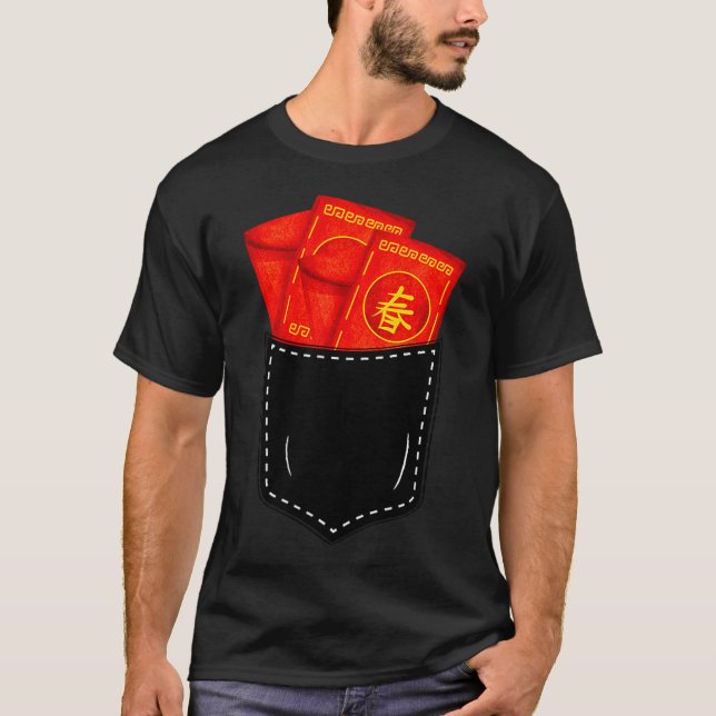 Camiseta Funny Chinese New Year Fake Cket Red Envelopes Luc (Anverso)
